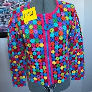 #1 Price firm Michael Simon S Open Knit Crochet zip Sweater Cardigan Valentine